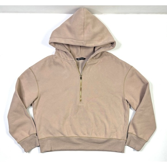 Pretty Garden Tops - Pretty Garden Hoodie Women's Large Taupe Half Zip Fleece Sweatshirt Outdoor